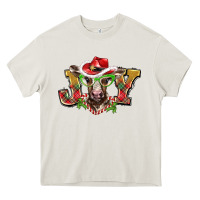 Cream christmas joy baby cow Heavy Core Tee - BarkalooDesign