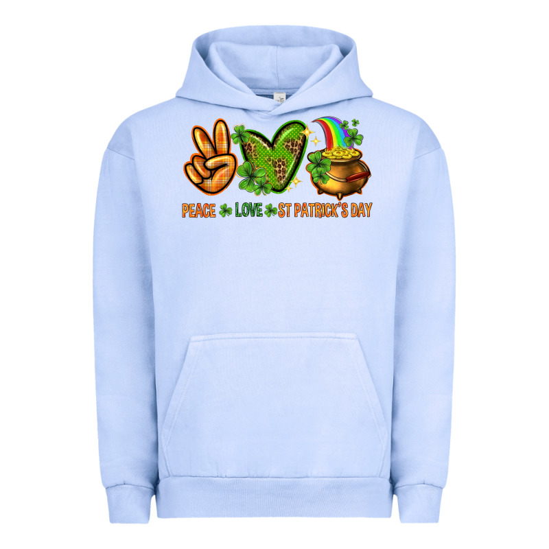 Peace Love St. Patrick's Day Urban Hoodie by HowdyJamesFarm | Teevron
