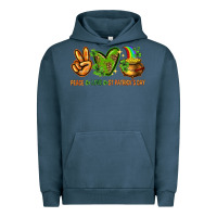 Pigment Midnight Navy Peace Love St. Patrick's Day Urban Hoodie - HowdyJamesFarm