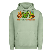 Pigment Oil Green Peace Love St. Patrick's Day Urban Hoodie - HowdyJamesFarm