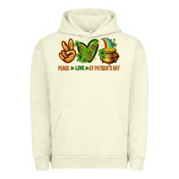 Pigment Pistachio Peace Love St. Patrick's Day Urban Hoodie - HowdyJamesFarm