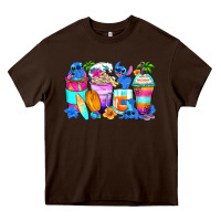Chocolate Brown stitch summer coffee cups Heavy Core Tee - Zillion Design Studio