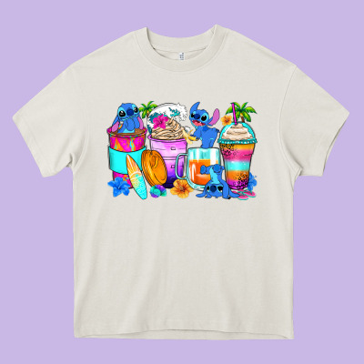 Stitch Summer Coffee Cups Heavy Core Tee Designed By Zillion Design Studio