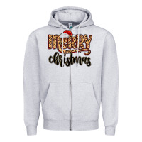 Heather Grey merry christmas Zipper Hoodie - MaliasSmallBusiness
