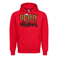 Red merry christmas Zipper Hoodie - MaliasSmallBusiness