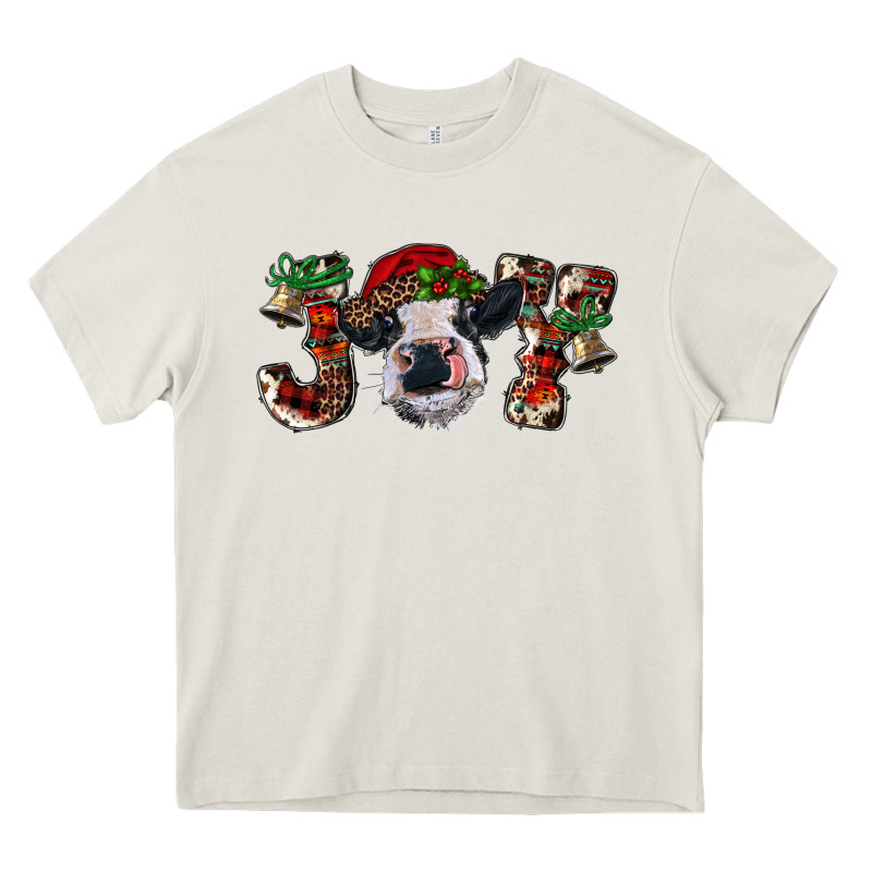 Christmas Joy With Heifer Cow Heavy Core Tee by RanaPortraitStore | Teevron