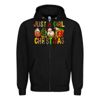 Black just a girl who loves christmas Zipper Hoodie - MaliasSmallBusiness