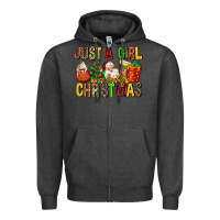Charcoal Heather just a girl who loves christmas Zipper Hoodie - MaliasSmallBusiness