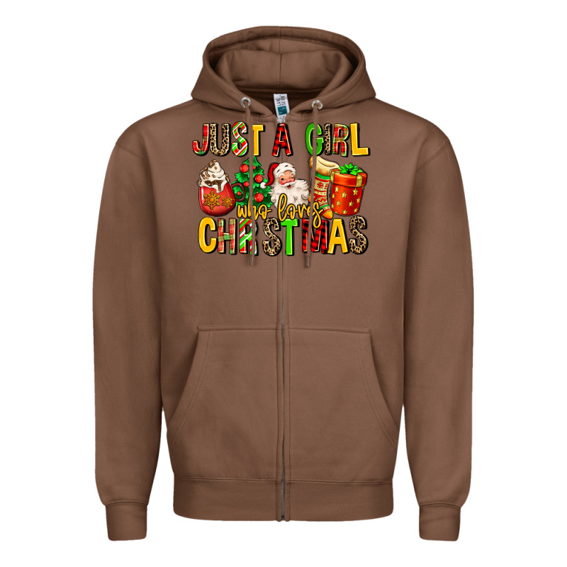 Just A Girl Who Loves Christmas Zipper Hoodie by MaliasSmallBusiness | Teevron