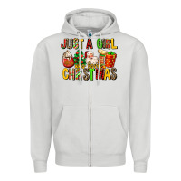 Dove Grey just a girl who loves christmas Zipper Hoodie - MaliasSmallBusiness