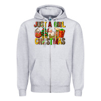 Heather Grey just a girl who loves christmas Zipper Hoodie - MaliasSmallBusiness