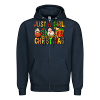 Navy just a girl who loves christmas Zipper Hoodie - MaliasSmallBusiness