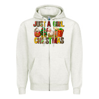 Oatmeal Heather just a girl who loves christmas Zipper Hoodie - MaliasSmallBusiness