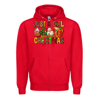 Red just a girl who loves christmas Zipper Hoodie - MaliasSmallBusiness