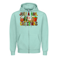 Seafoam just a girl who loves christmas Zipper Hoodie - MaliasSmallBusiness