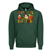 Sports Green just a girl who loves christmas Zipper Hoodie - MaliasSmallBusiness