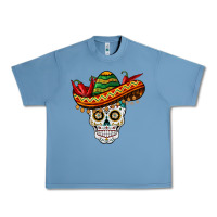 Pebble Blue cinco de mayo sombrero skull Urban Heavy Tee - BarkalooDesign