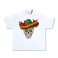 White cinco de mayo sombrero skull Urban Heavy Tee - BarkalooDesign