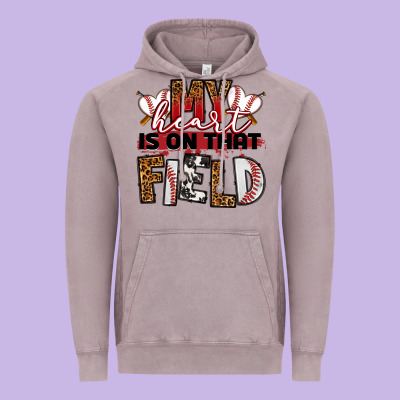 My Heart Is On That Field Baseball Vintage Hoodie Designed By Ranaportraitstore