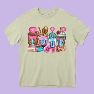 Valentine's Day Coffee Cups Heavy Core Tee Designed By Zillion Design Studio