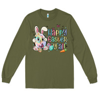 Army Green happy easter y'all Long Sleeve Tee - MaliasSmallBusiness