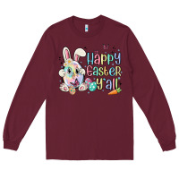 Burgundy happy easter y'all Long Sleeve Tee - MaliasSmallBusiness