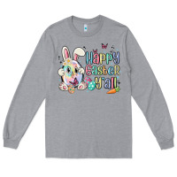 Heather Grey happy easter y'all Long Sleeve Tee - MaliasSmallBusiness