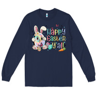Navy happy easter y'all Long Sleeve Tee - MaliasSmallBusiness
