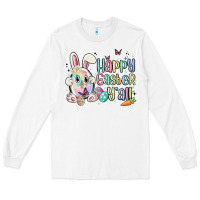 White happy easter y'all Long Sleeve Tee - MaliasSmallBusiness