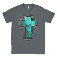 Charcoal Heather turquoise gemstone cross Classic Tee - Jasminsmagicworld