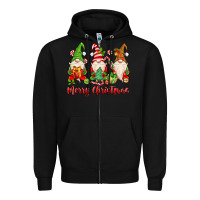 Black merry christmas gnomes Zipper Hoodie - MaliasSmallBusiness