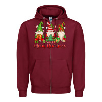 Burgundy merry christmas gnomes Zipper Hoodie - MaliasSmallBusiness
