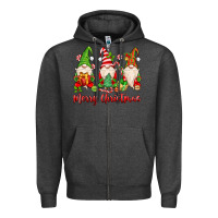 Charcoal Heather merry christmas gnomes Zipper Hoodie - MaliasSmallBusiness