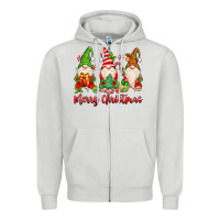 Dove Grey merry christmas gnomes Zipper Hoodie - MaliasSmallBusiness