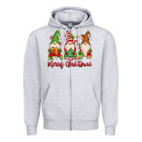 Heather Grey merry christmas gnomes Zipper Hoodie - MaliasSmallBusiness