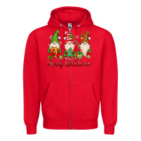Red merry christmas gnomes Zipper Hoodie - MaliasSmallBusiness