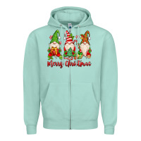 Seafoam merry christmas gnomes Zipper Hoodie - MaliasSmallBusiness
