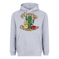 Heather Grey Merry Christmas Cactus Heavyweight Hoodie - Bettercallsaul