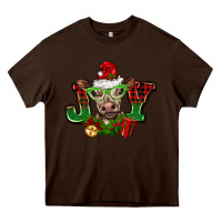 Chocolate Brown christmas joy cow Heavy Core Tee - BarkalooDesign