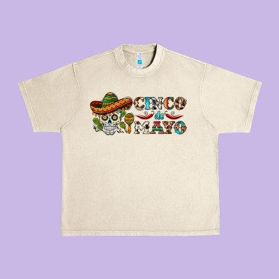 Cinco De Mayo Skull Urban Heavy Tee Designed By Barkaloodesign