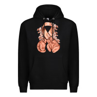 Black Uterine Cancer peach ribbon with boxing gloves Premium Hoodie - NancyCooperArtShop