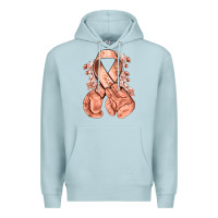 Blue Mist Uterine Cancer peach ribbon with boxing gloves Premium Hoodie - NancyCooperArtShop