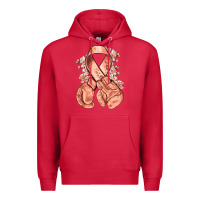 Cardinal Uterine Cancer peach ribbon with boxing gloves Premium Hoodie - NancyCooperArtShop