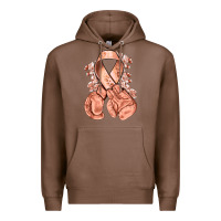 Chestnut Uterine Cancer peach ribbon with boxing gloves Premium Hoodie - NancyCooperArtShop