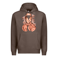 Coffee Uterine Cancer peach ribbon with boxing gloves Premium Hoodie - NancyCooperArtShop