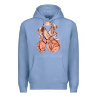 Colony Blue Uterine Cancer peach ribbon with boxing gloves Premium Hoodie - NancyCooperArtShop