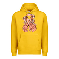 Lemon Uterine Cancer peach ribbon with boxing gloves Premium Hoodie - NancyCooperArtShop