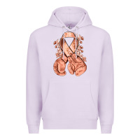 Lilac Uterine Cancer peach ribbon with boxing gloves Premium Hoodie - NancyCooperArtShop
