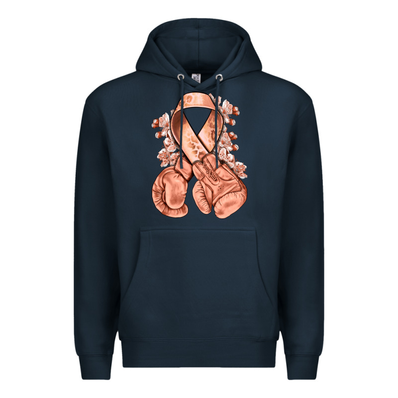 Uterine Cancer Peach Ribbon With Boxing Gloves Premium Hoodie by NancyCooperArtShop | Teevron