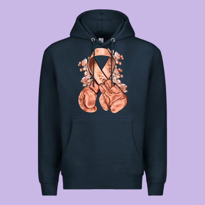 Uterine Cancer Peach Ribbon With Boxing Gloves Premium Hoodie Designed By Nancycooperartshop